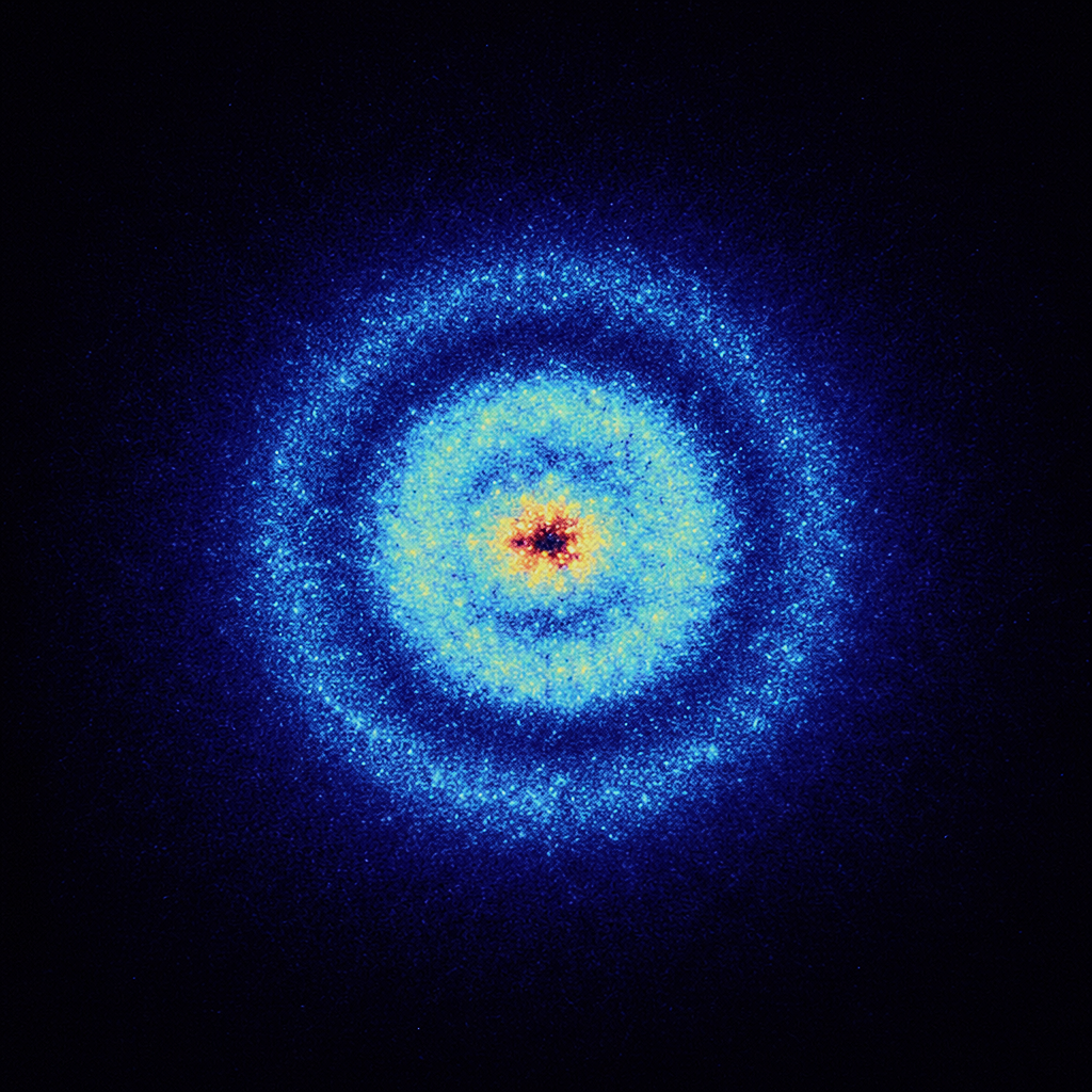 Scientific visualization related to the structure of the atom.